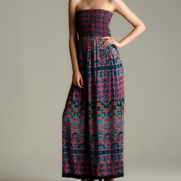 boho strapless maxi dress